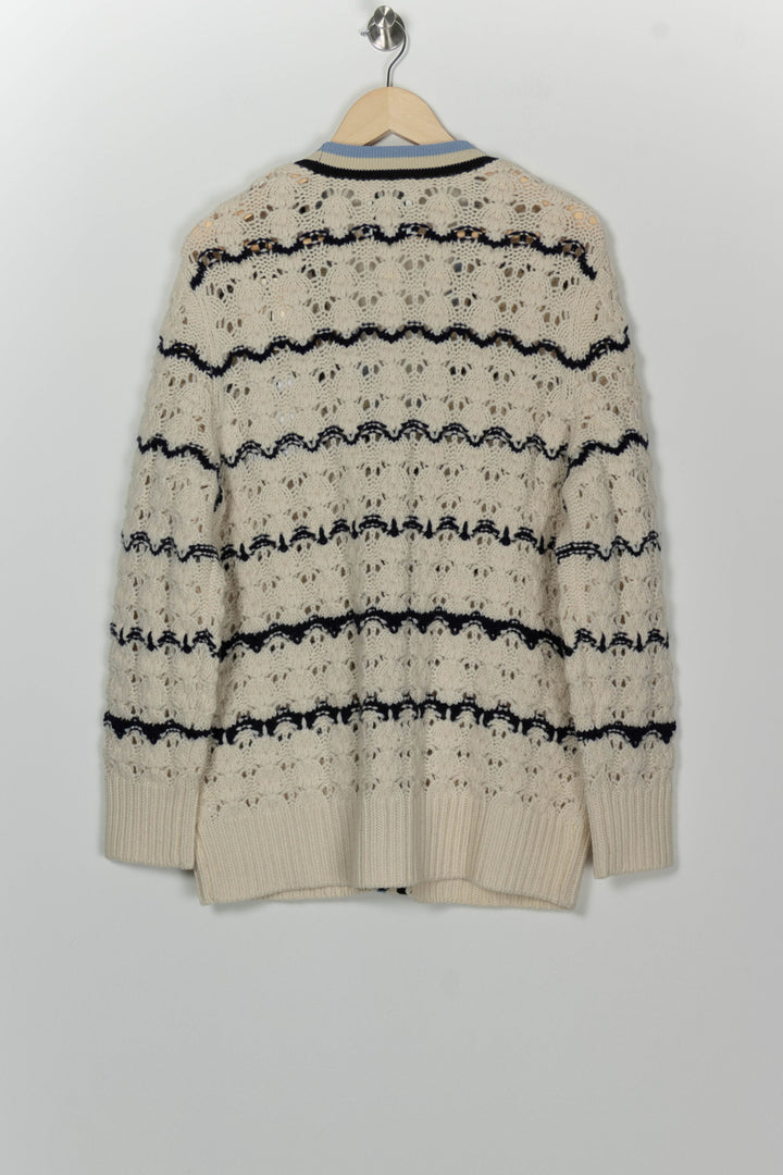 Cardigan Blanc et Bleu - Taille M/38 de la marque Sandro | PARAD99960 - Vendu par Paradigme - Image 5