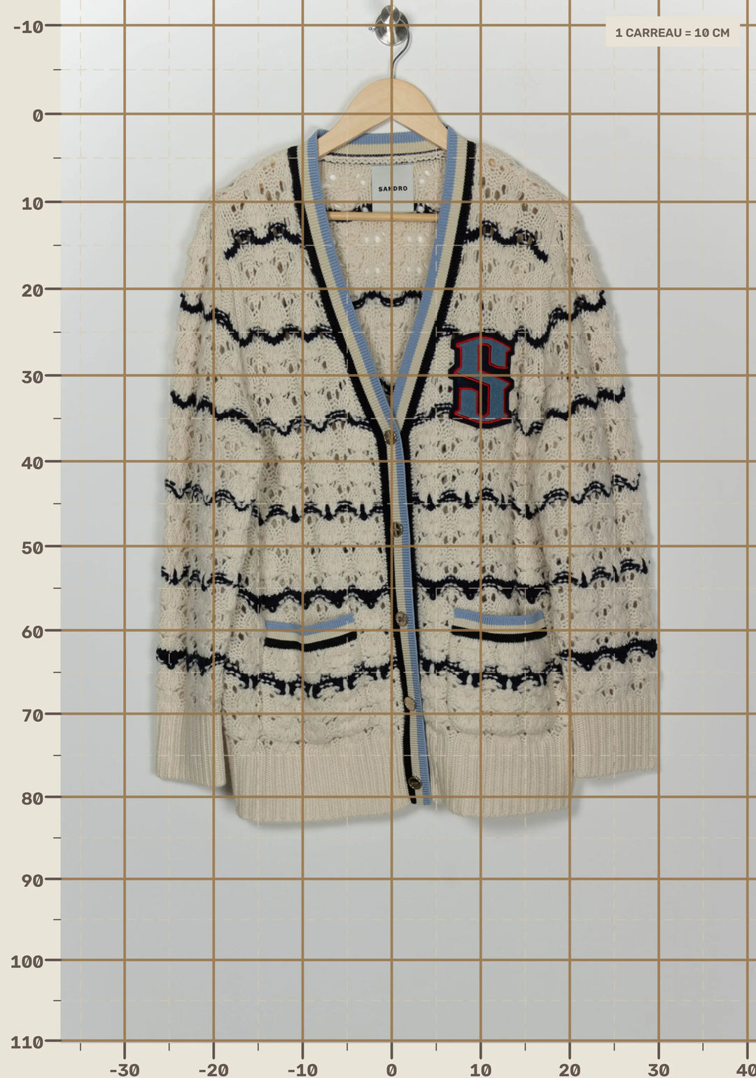Cardigan Blanc et Bleu - Taille M/38 de la marque Sandro | PARAD99960 - Vendu par Paradigme - Image 4