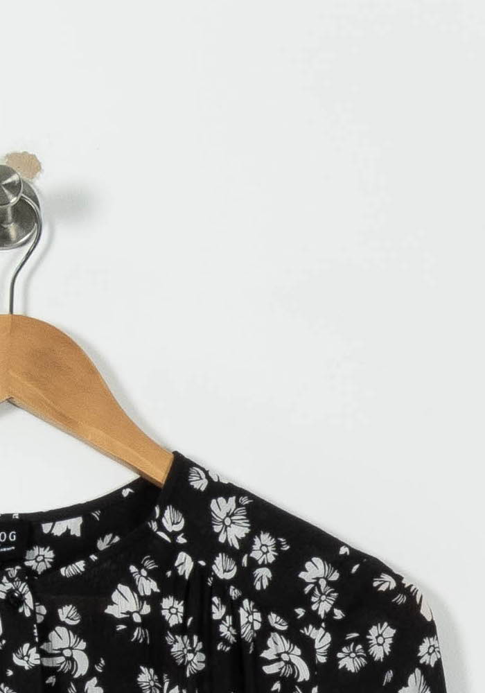 Blouse Fleurie Noire et Blanche - Taille S/36 de la marque Ekyog | PARADR0001 - Vendu par Paradigme - Image 3