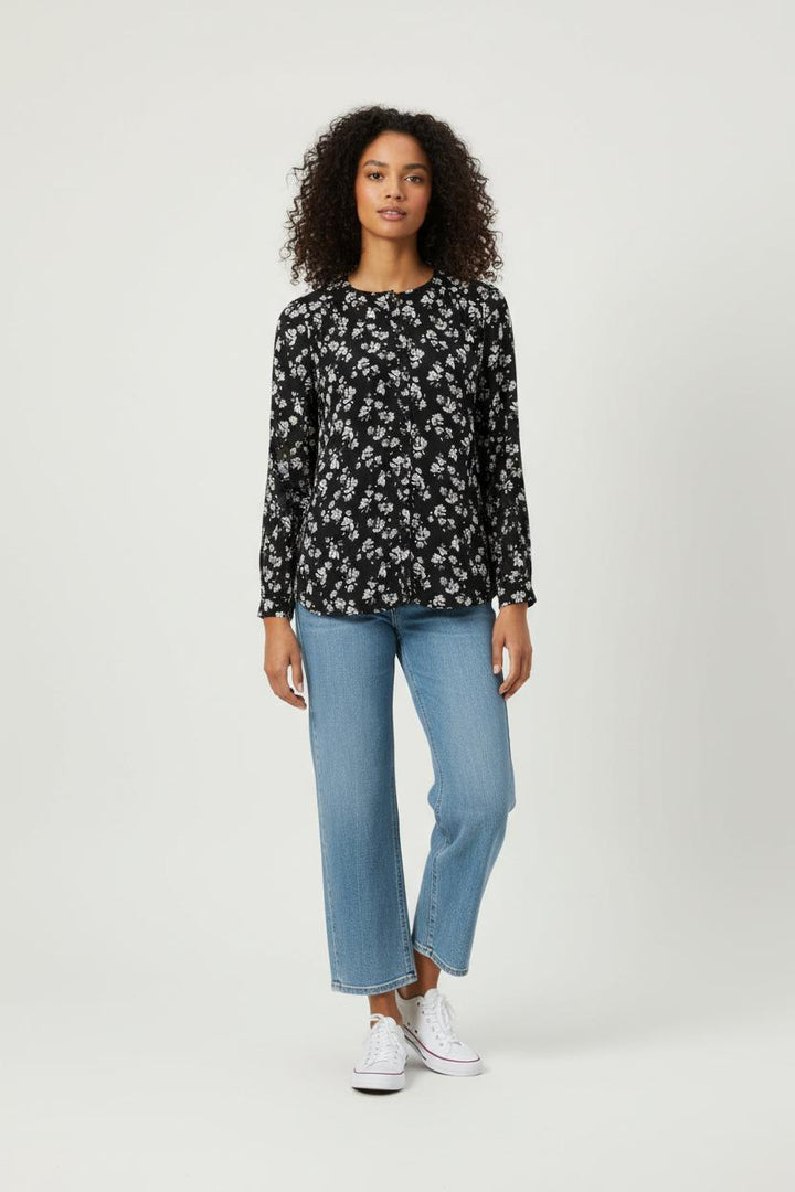 Blouse Fleurie Noire et Blanche - Taille S/36 de la marque Ekyog | PARADR0001 - Vendu par Paradigme - Image 1