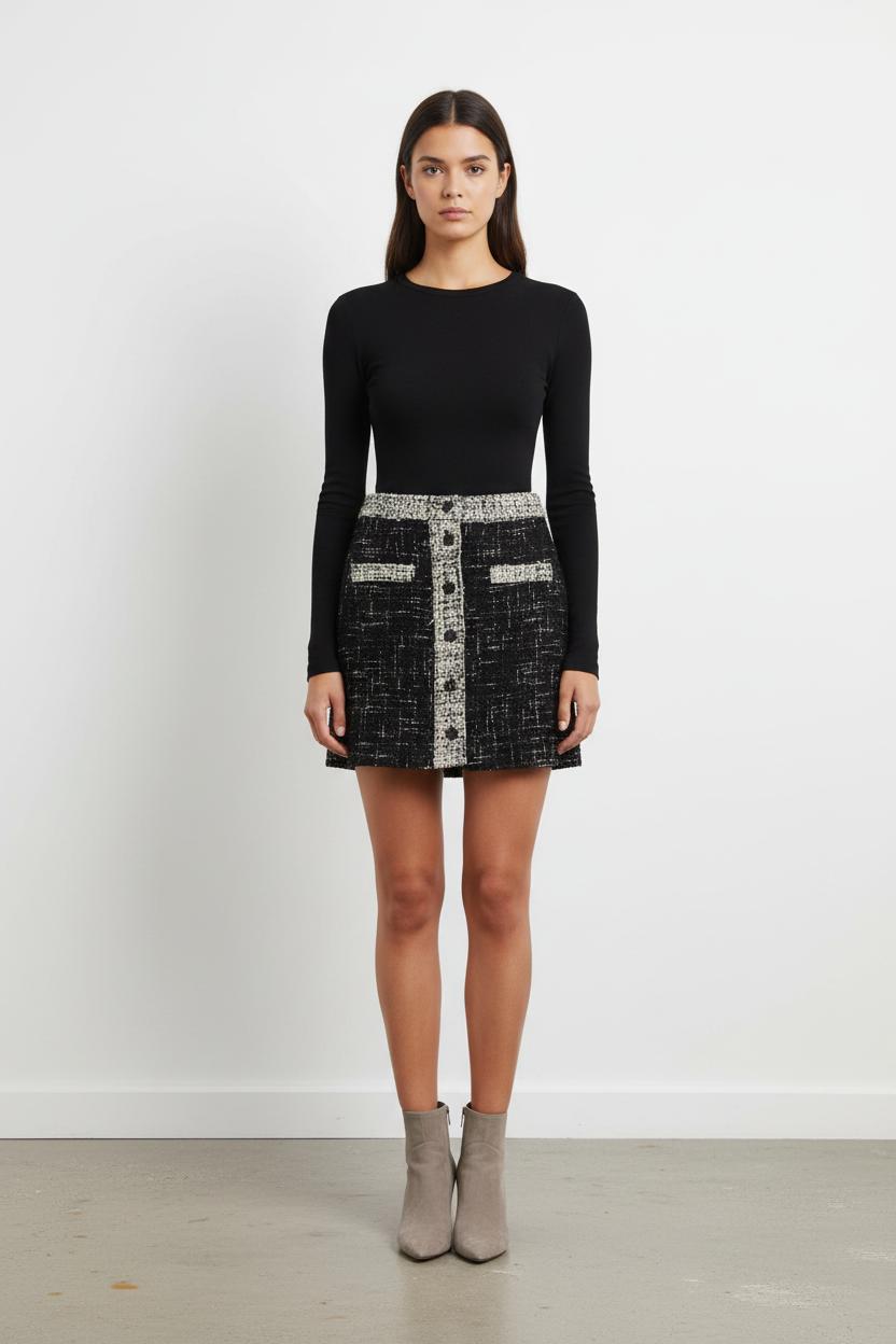 Jupe Courte Noire et Blanche - Taille S/36