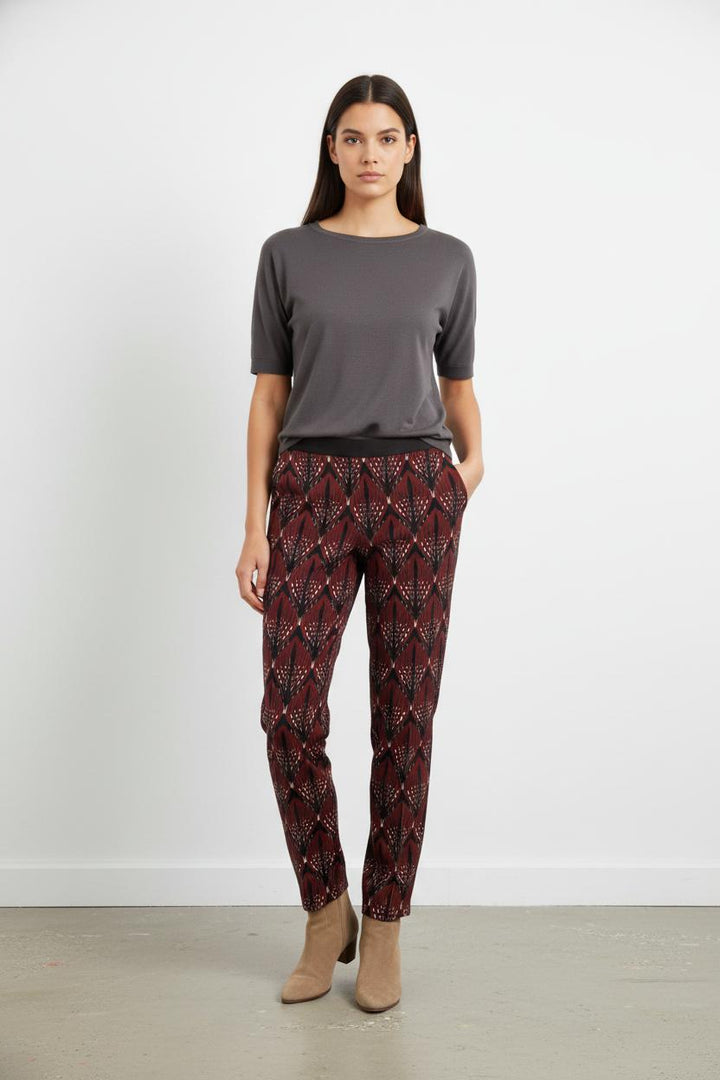 Pantalon Imprimé Bordeaux et Noir - Taille L/40