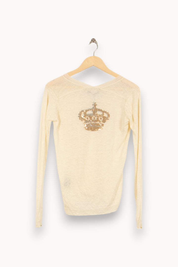 Pull Blanc - Taille S/36 de la marque IKKS | PLY0265 - Vendu par Paradigme - Image 4