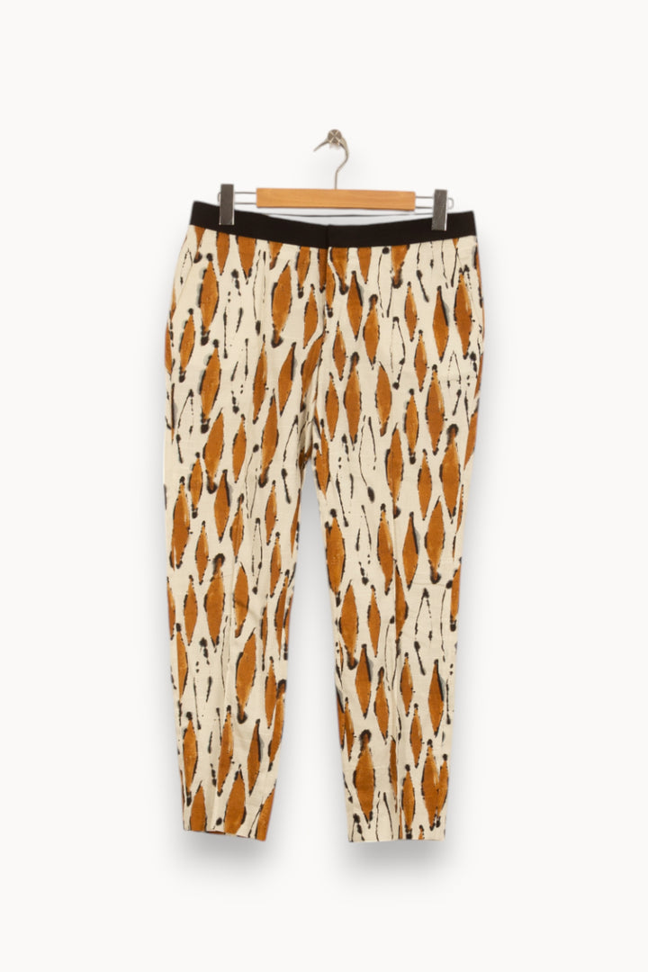 Pantalon Blanc et Marron - Taille L/40 de la marque Chloé Stora | PLY0269 - Vendu par Paradigme - Image 2