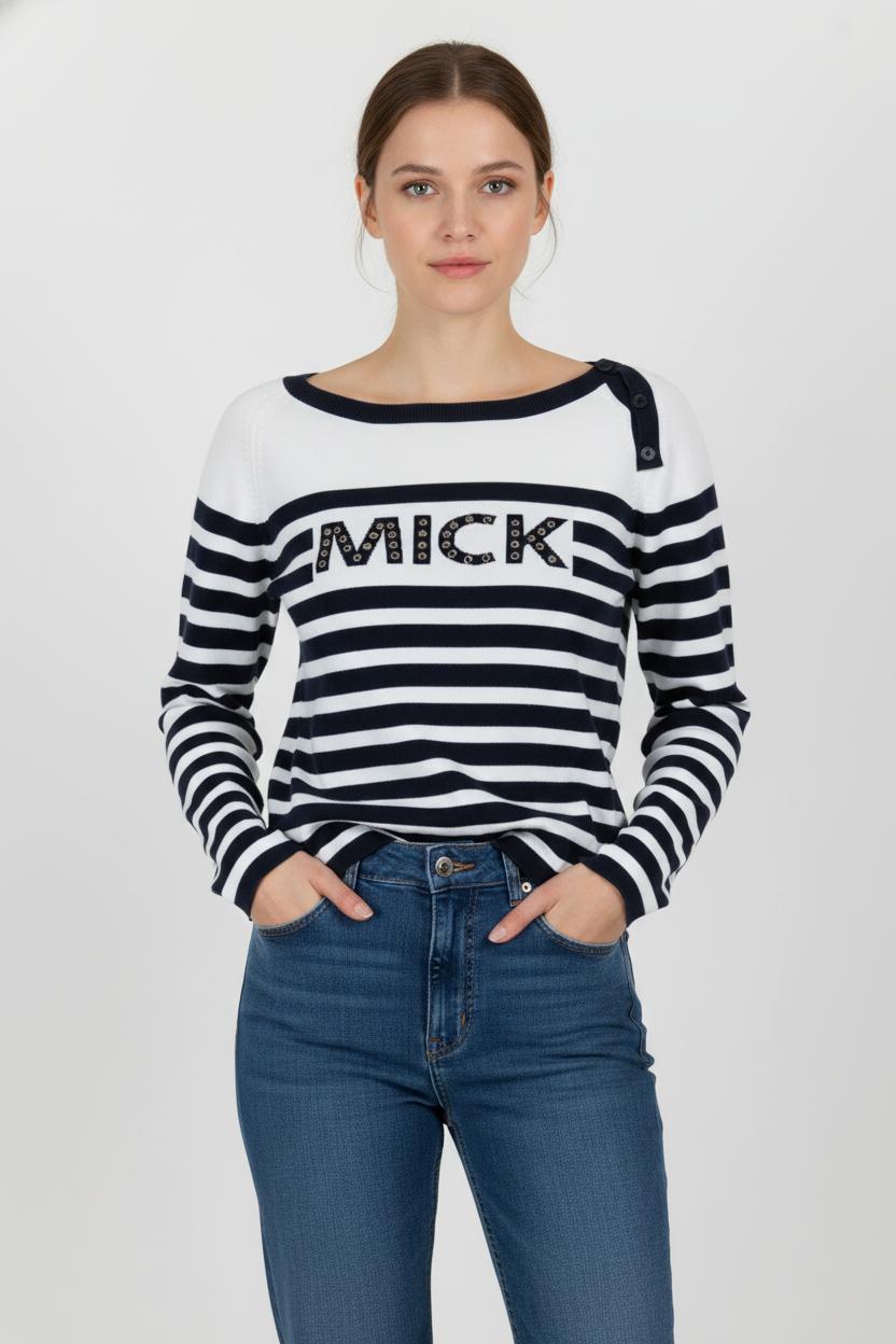 Pull Rayé Blanc et Bleu Marine - Taille M/38 de la marque Zadig&Voltaire | PLY0284 - Vendu par Paradigme - Image 1