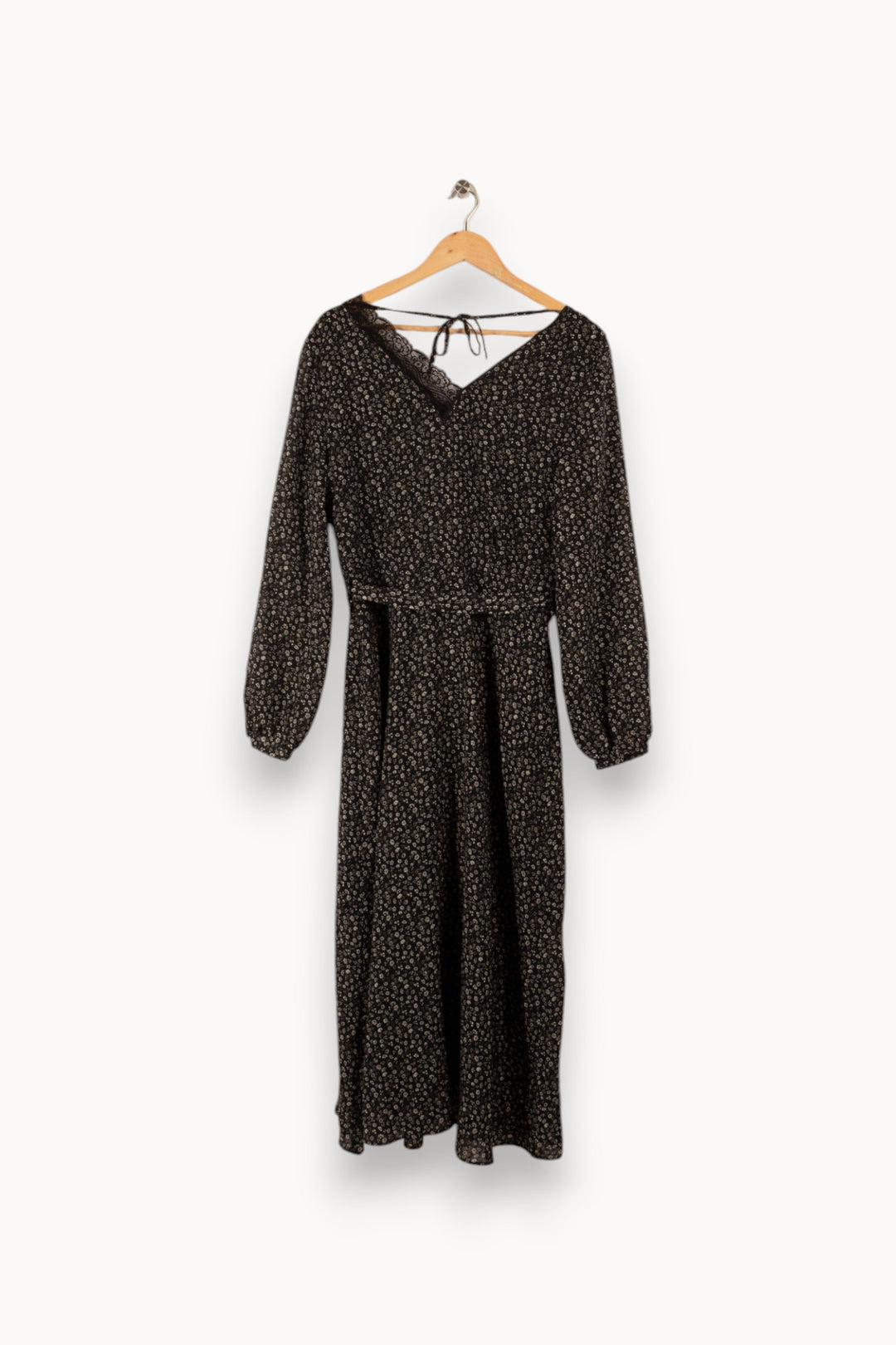 Robe longue noire à motifs - Taille L/40