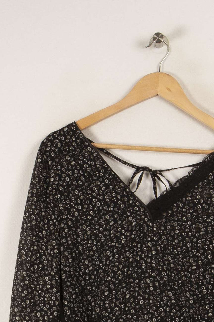 Robe longue noire à motifs - Taille L/40