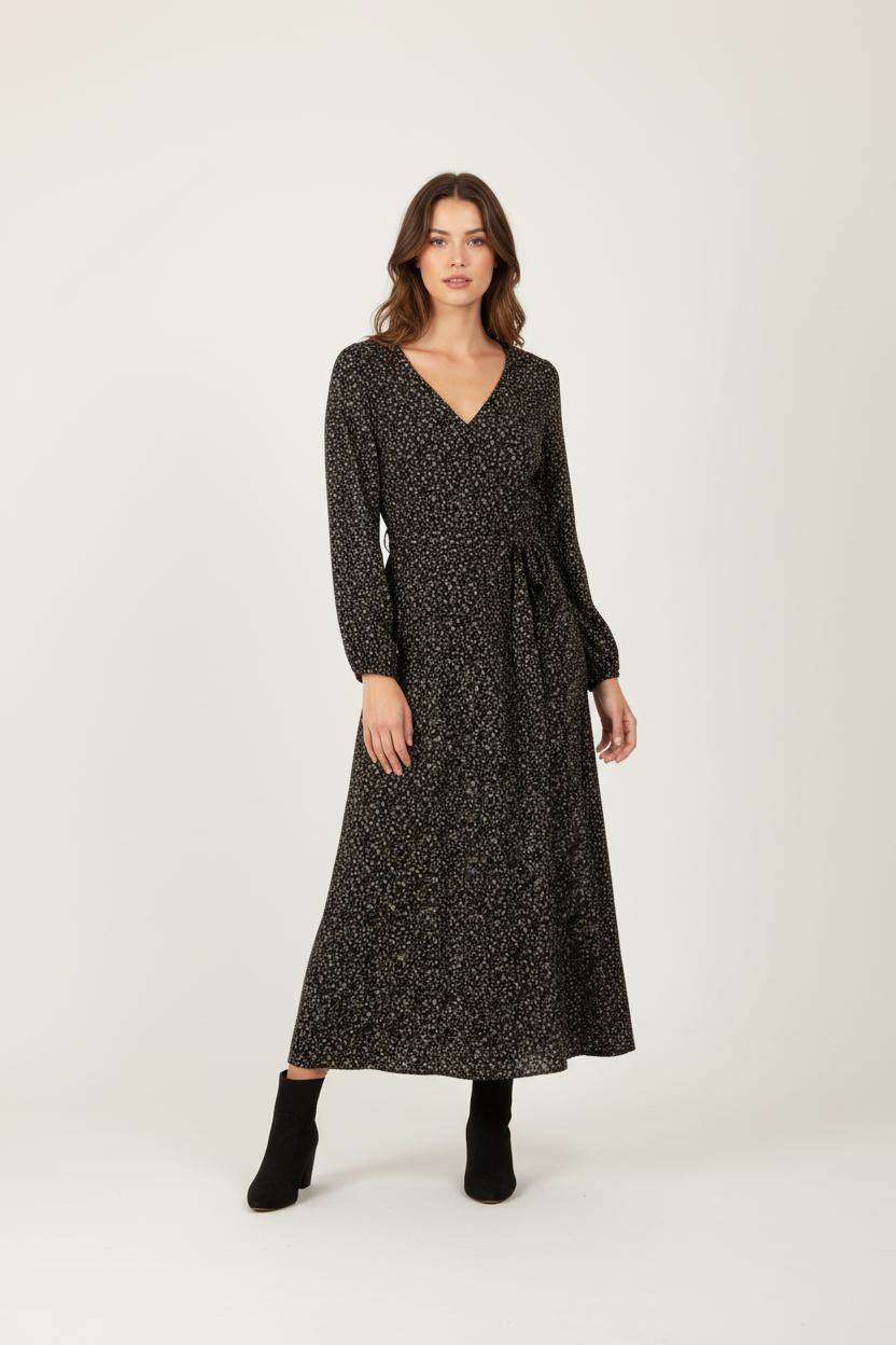Robe longue noire à motifs - Taille L/40