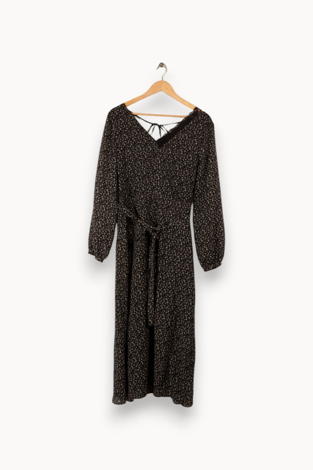 Robe longue noire à motifs - Taille L/40