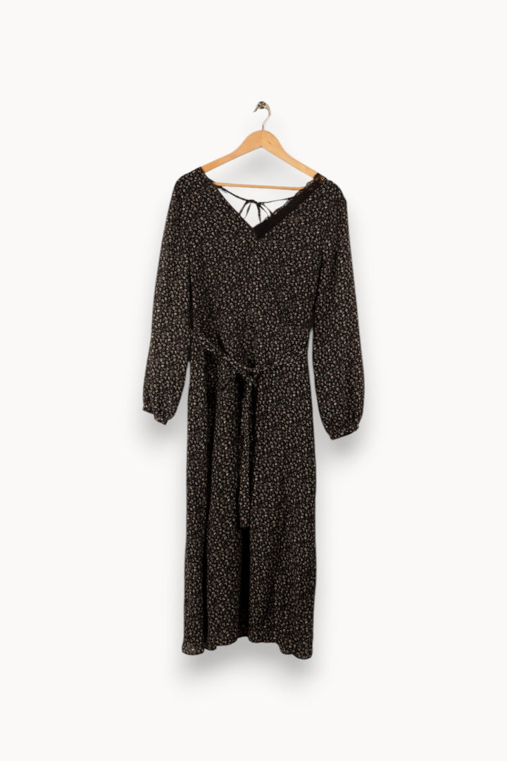 Robe longue noire à motifs - Taille L/40
