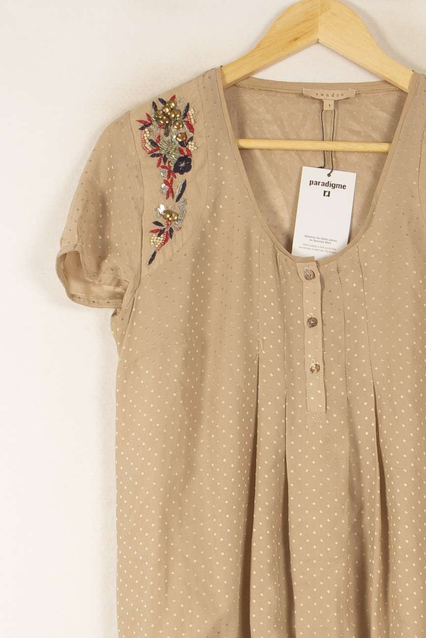 Blouse Beige - Taille S/36 de la marque Sandro | PLY0607 - Vendu par Paradigme - Image 3