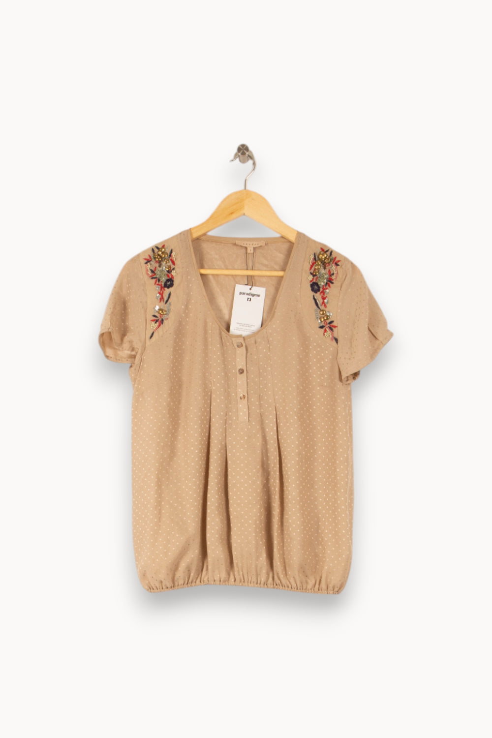 Blouse Beige - Taille S/36 de la marque Sandro | PLY0607 - Vendu par Paradigme - Image 2