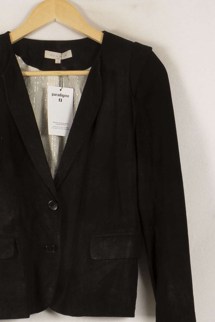 Blazer Noir - Taille M/38 de la marque Sandro | PLY0611 - Vendu par Paradigme - Image 3