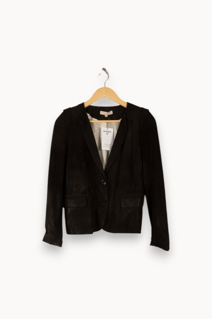 Blazer Noir - Taille M/38 de la marque Sandro | PLY0611 - Vendu par Paradigme - Image 2