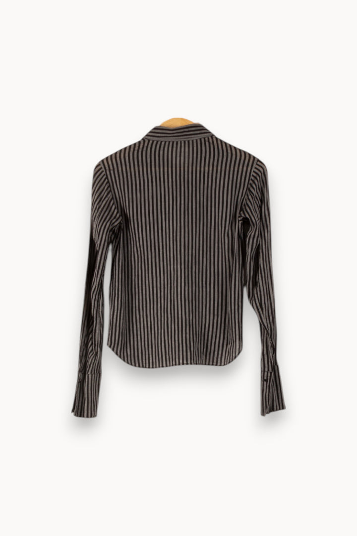 Chemise Rayée Grise et Noire - Taille M/38 de la marque Agnès b. | PLY0613 - Vendu par Paradigme - Image 4