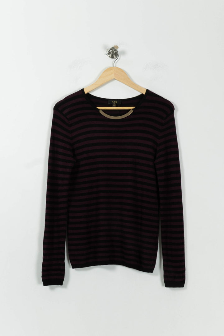 Pull Noir et Bordeaux - Taille L/40 de la marque Maison 123 | PLY0711 - Vendu par Paradigme - Image 2