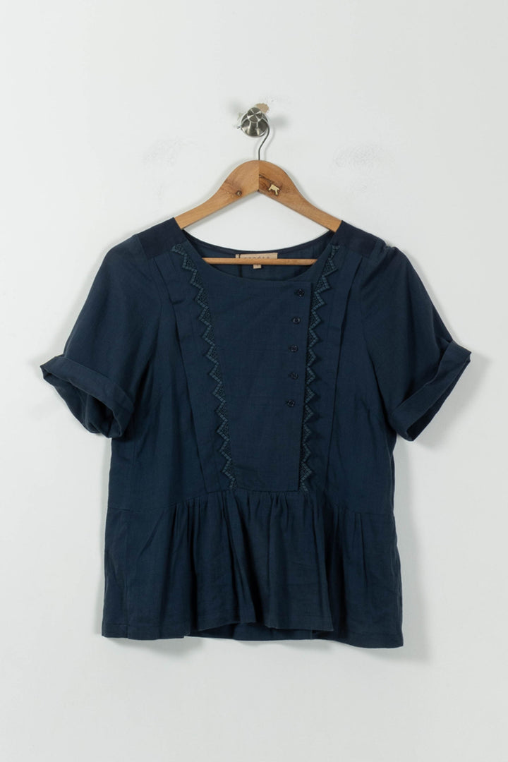 Blouse Bleue - Taille S/36 de la marque Sandro | PLY0722 - Vendu par Paradigme - Image 2