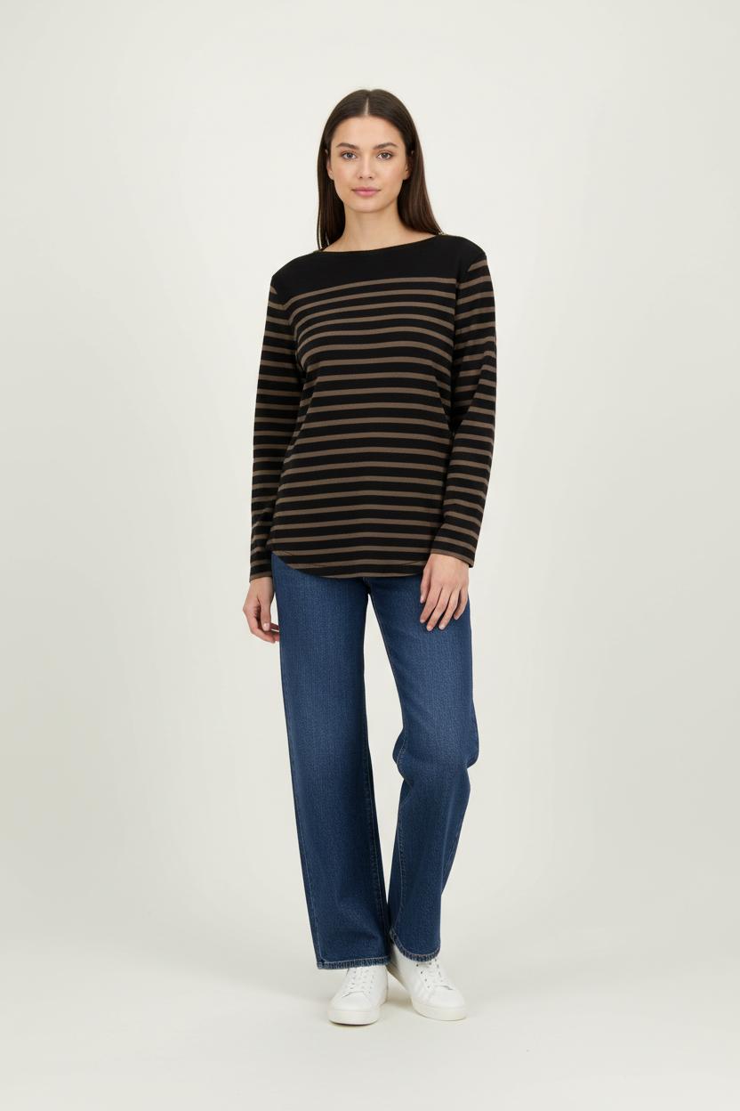 Marinière Noire et Kaki - Taille M/38 de la marque Claudie Pierlot | PLY0725 - Vendu par Paradigme - Image 1