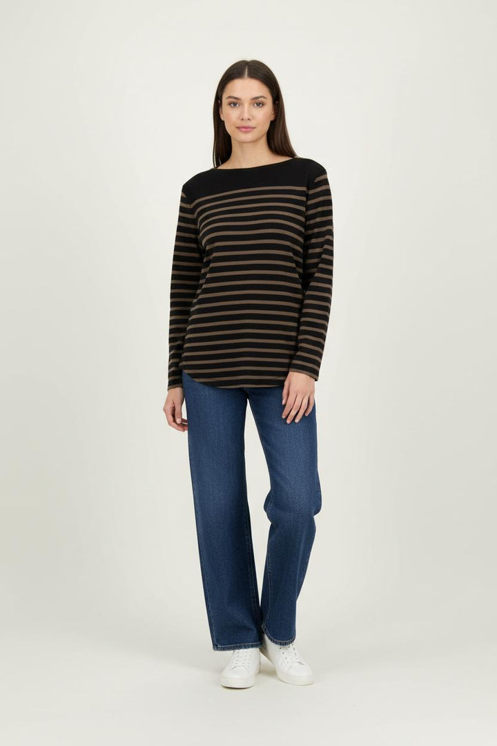 Marinière Noire et Kaki - Taille M/38 de la marque Claudie Pierlot | PLY0725 - Vendu par Paradigme - Image 1