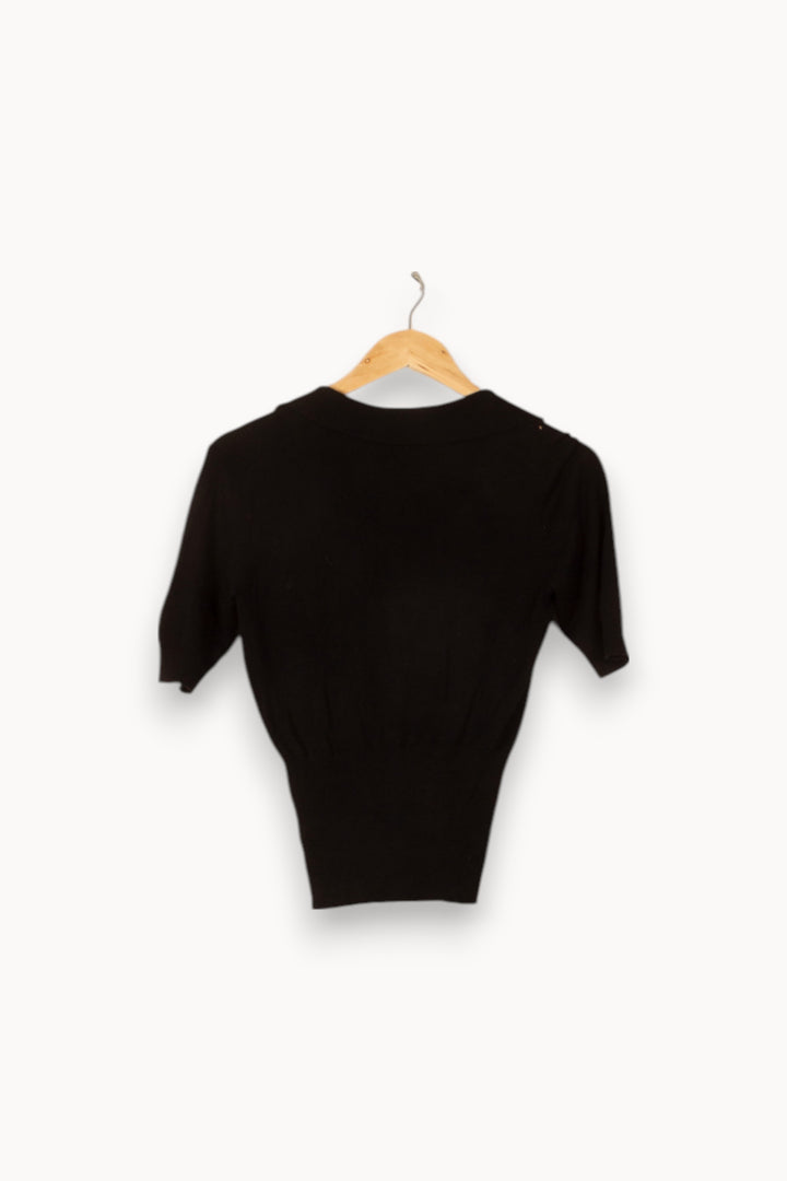 Polo Noir - Taille S/36 de la marque Caroll | PLY0781 - Vendu par Paradigme - Image 4