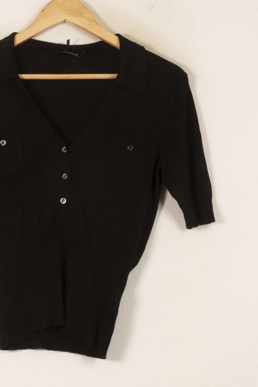 Polo Noir - Taille S/36 de la marque Caroll | PLY0781 - Vendu par Paradigme - Image 3
