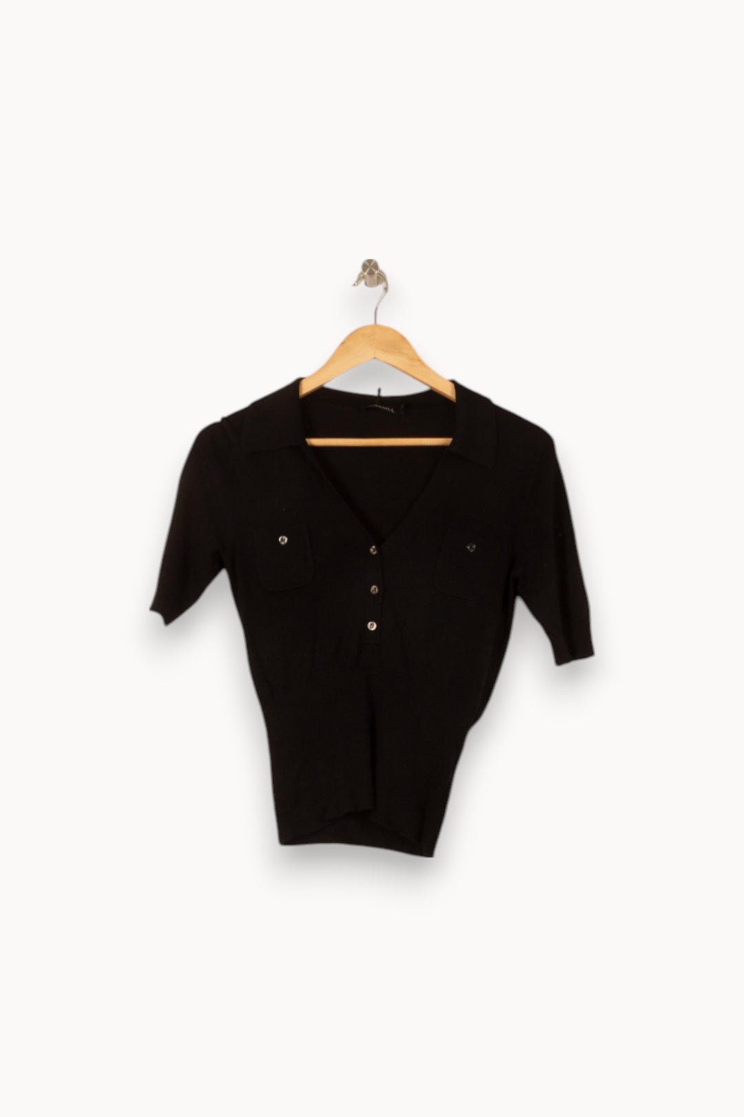 Polo Noir - Taille S/36 de la marque Caroll | PLY0781 - Vendu par Paradigme - Image 2