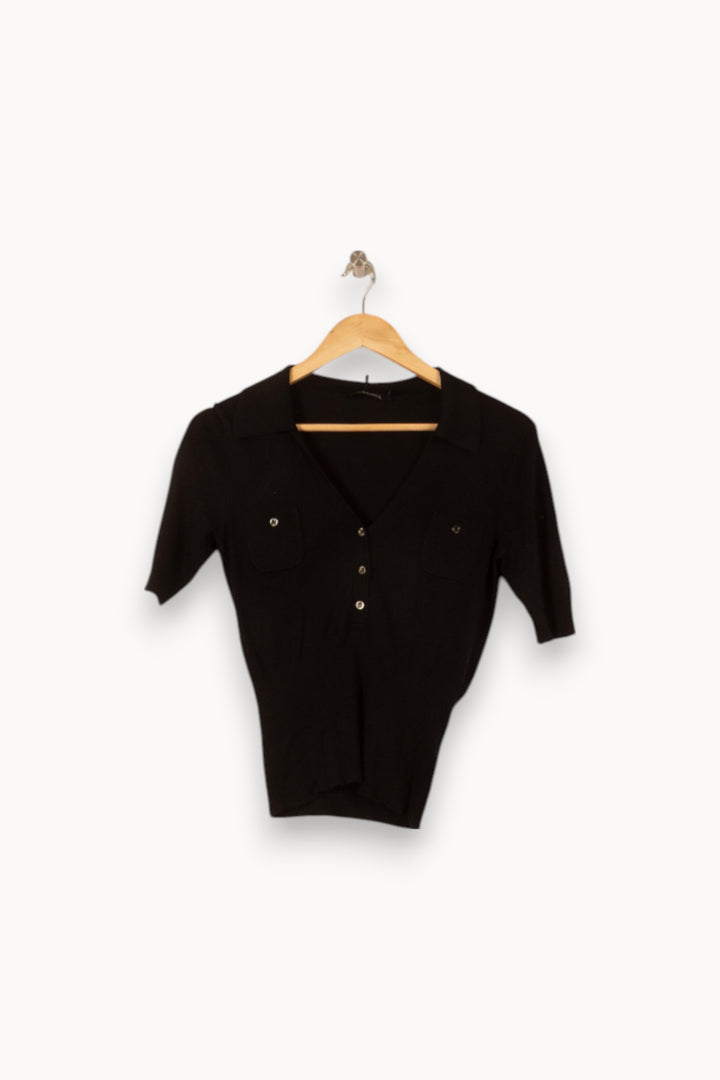 Polo Noir - Taille S/36 de la marque Caroll | PLY0781 - Vendu par Paradigme - Image 2