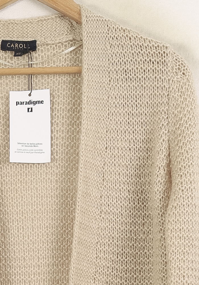 Cardigan Beige - Taille XS/34 de la marque Caroll | PLY0782 - Vendu par Paradigme - Image 3