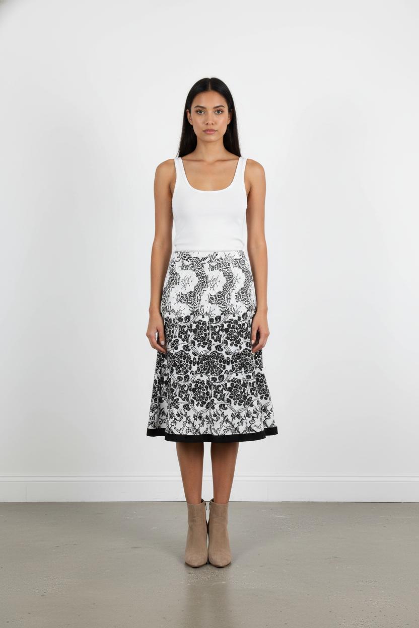 Jupe Midi Blanche et Noire - Taille XS/34