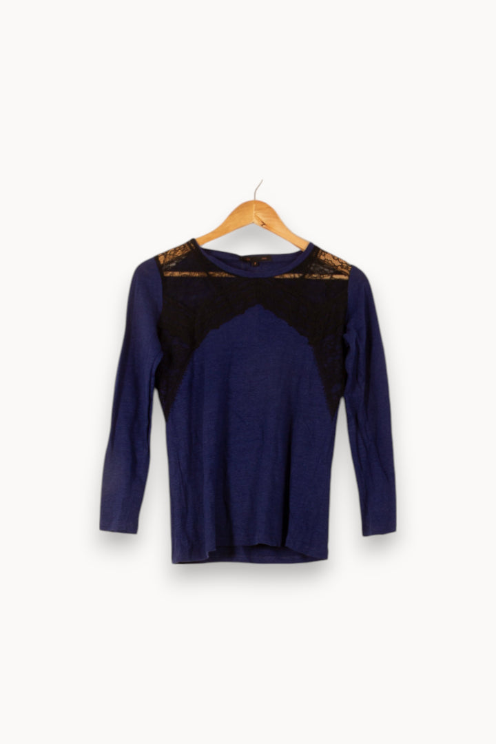 Tee-shirt Bleu et Noir - Taille M/38 de la marque Maje | PLY0801 - Vendu par Paradigme - Image 2