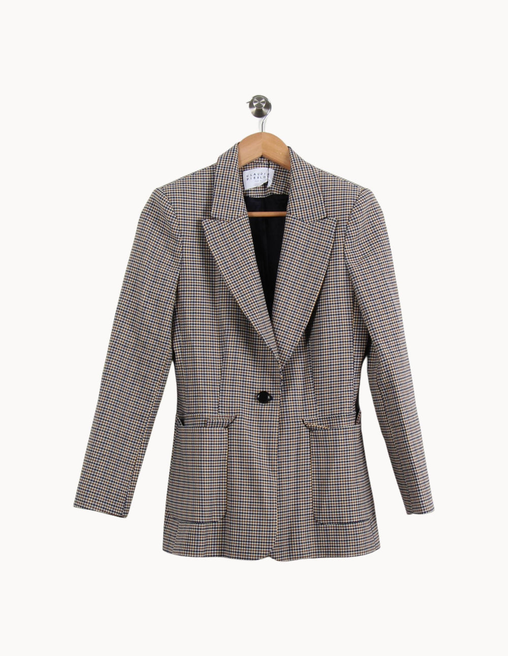 Blazer Beige et Bleu - Taille S/36 de la marque Claudie Pierlot | PLY0813 - Vendu par Paradigme - Image 2