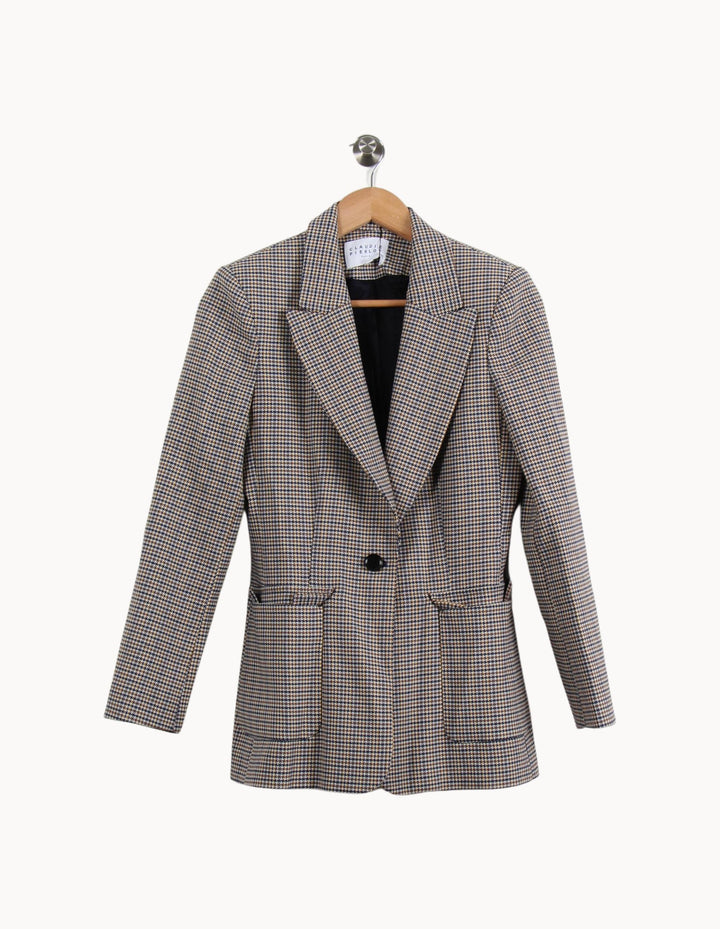 Blazer Beige et Bleu - Taille S/36 de la marque Claudie Pierlot | PLY0813 - Vendu par Paradigme - Image 2