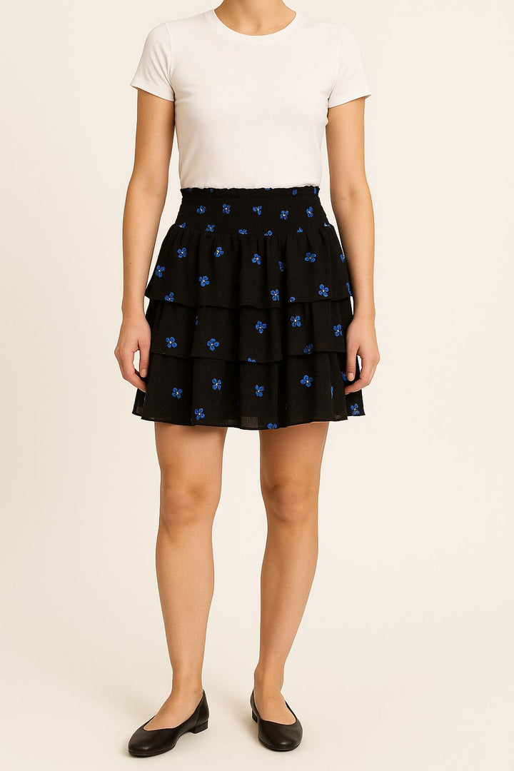 Jupe Volantée Noire et Bleue - Taille S/36 de la marque Maje | PLY0836 - Vendu par Paradigme - Image 1