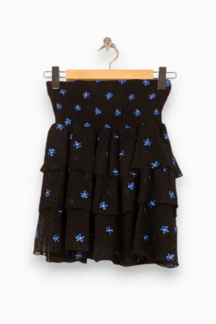 Jupe Volantée Noire et Bleue - Taille S/36 de la marque Maje | PLY0836 - Vendu par Paradigme - Image 2