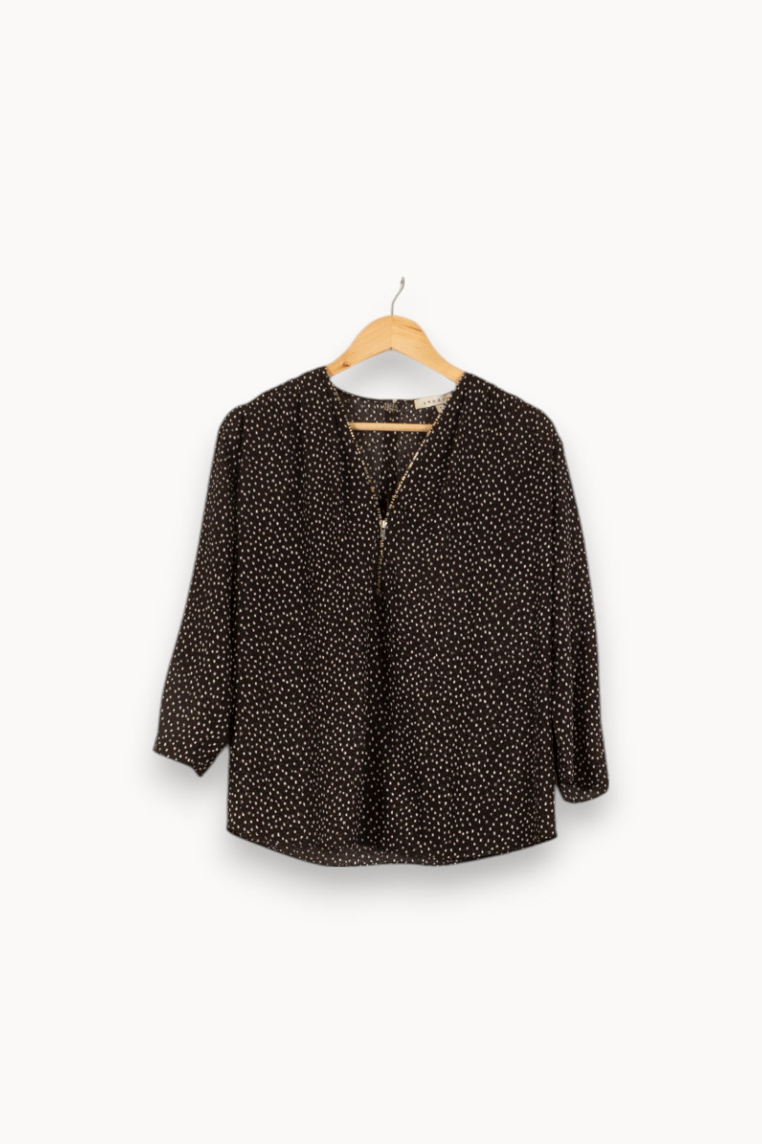 Blouse Noire à Pois Blancs - Taille L/40 de la marque Sandro | PLY0852 - Vendu par Paradigme - Image 2