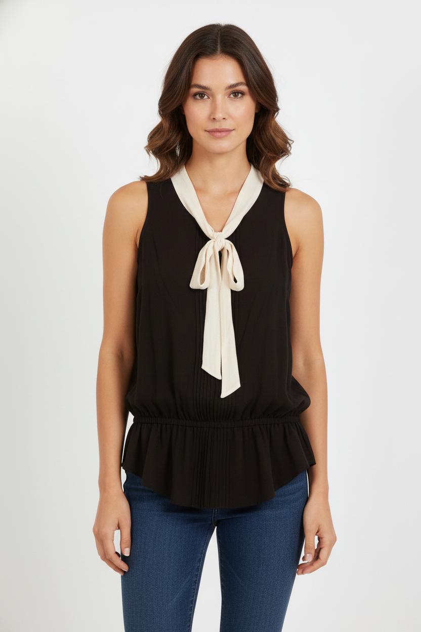 Blouse Noire et Blanche - Taille L/40