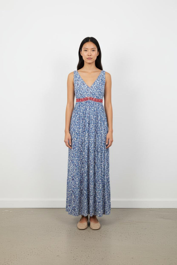 Robe Longue Bleue et Rouge - Taille M/38