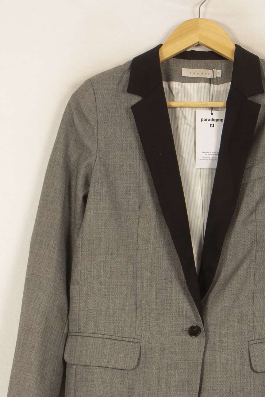 Blazer Gris et Noir - Taille M/38 de la marque Sandro | PLY0863 - Vendu par Paradigme - Image 3