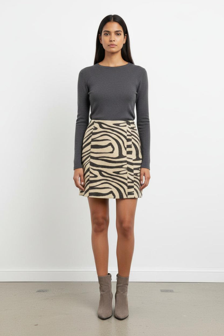 Jupe Courte Beige et Noire - Taille L/40