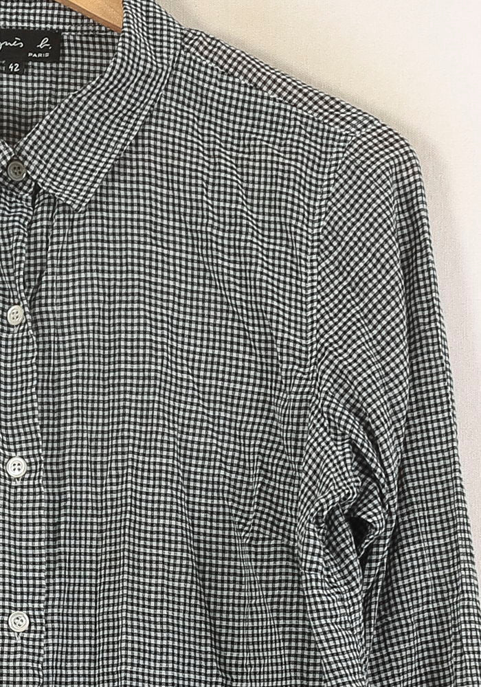 Chemise Carreaux Noirs et Blancs - Taille XL/42 de la marque Agnès b. | PLY0902 - Vendu par Paradigme - Image 3