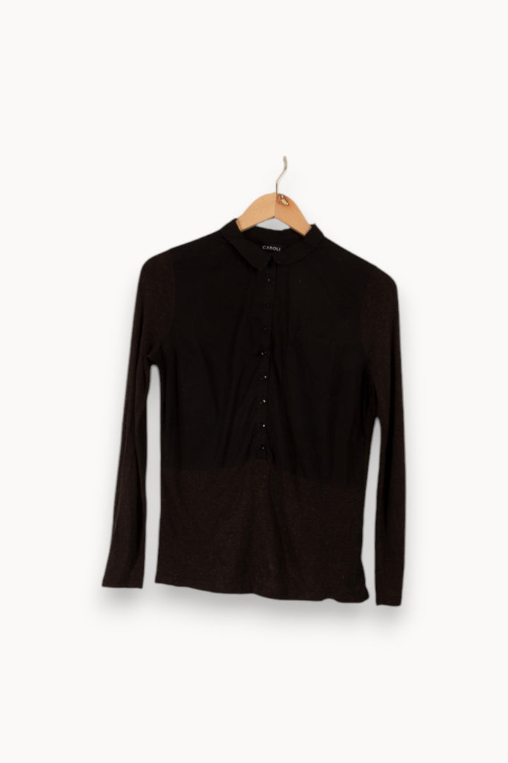 Chemise noire - Taille M/38 de la marque Caroll | PLY0926 - Vendu par Paradigme - Image 1