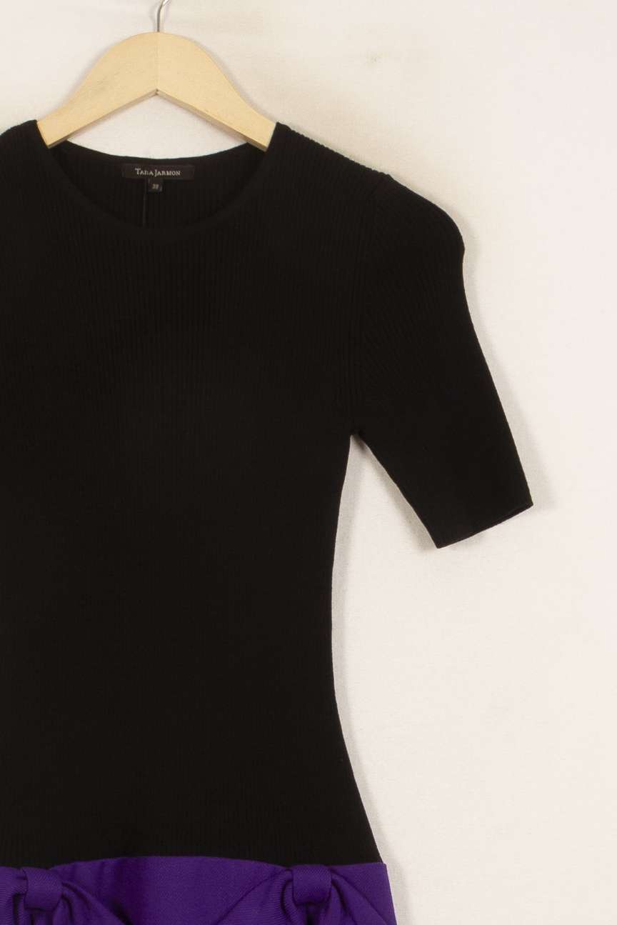 Robe Courte Noire et Violette - Taille M/38 de la marque Tara Jarmon | PLY1035 - Vendu par Paradigme - Image 3