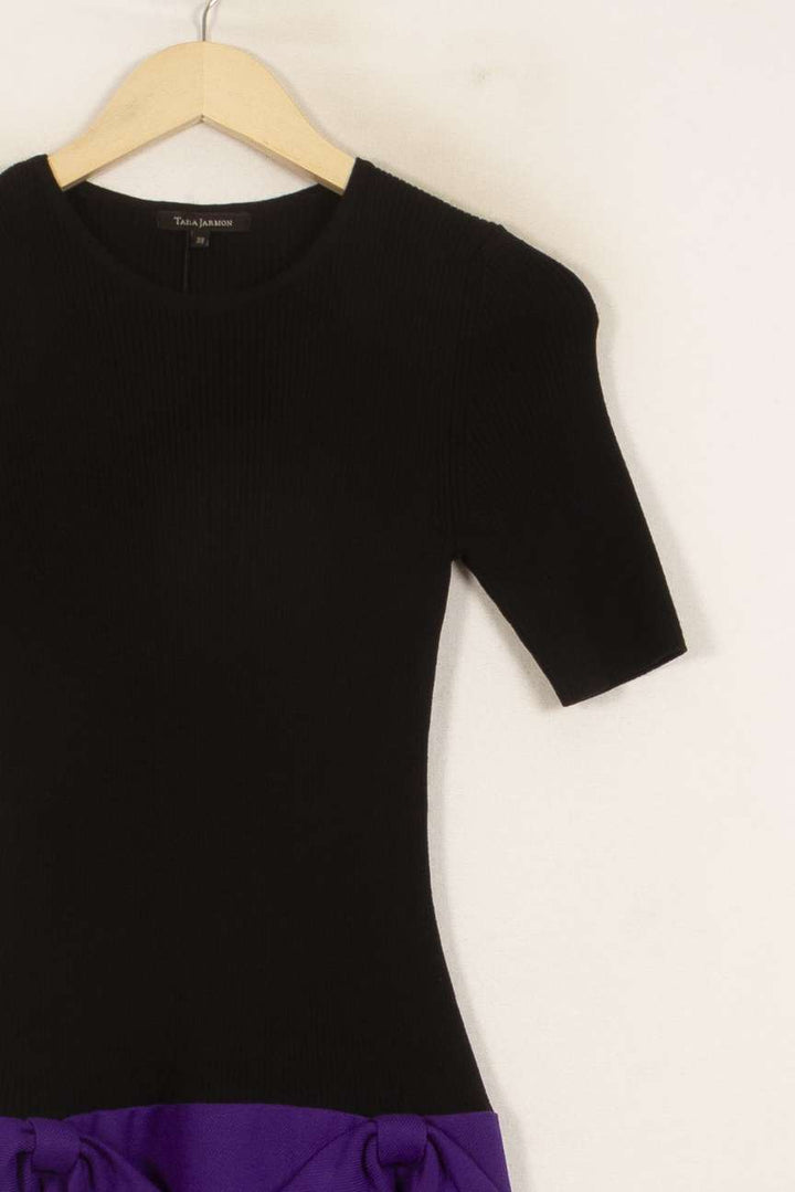 Robe Courte Noire et Violette - Taille M/38 de la marque Tara Jarmon | PLY1035 - Vendu par Paradigme - Image 3