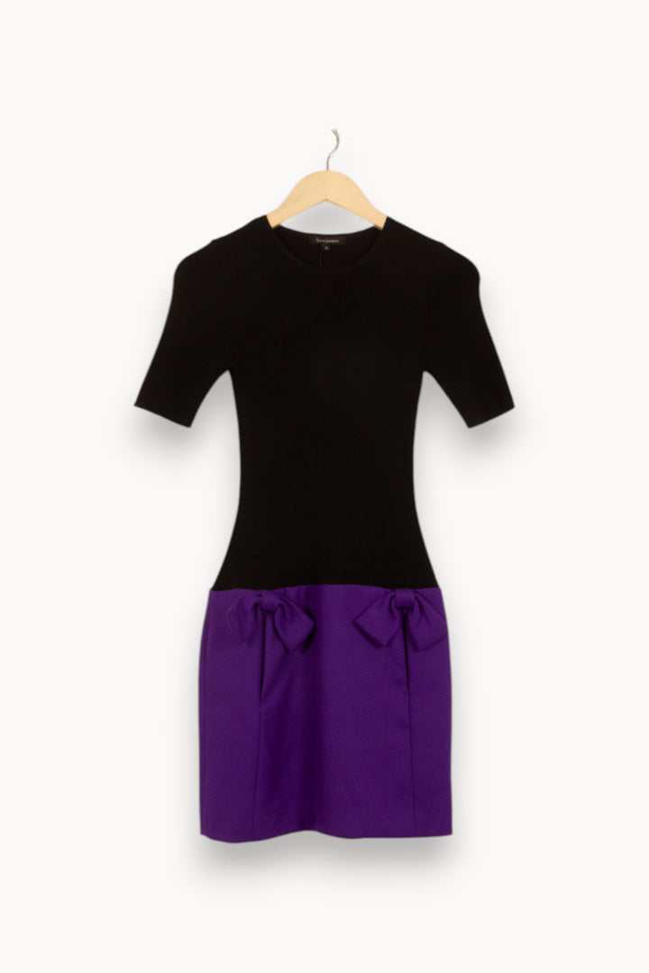 Robe Courte Noire et Violette - Taille M/38 de la marque Tara Jarmon | PLY1035 - Vendu par Paradigme - Image 2