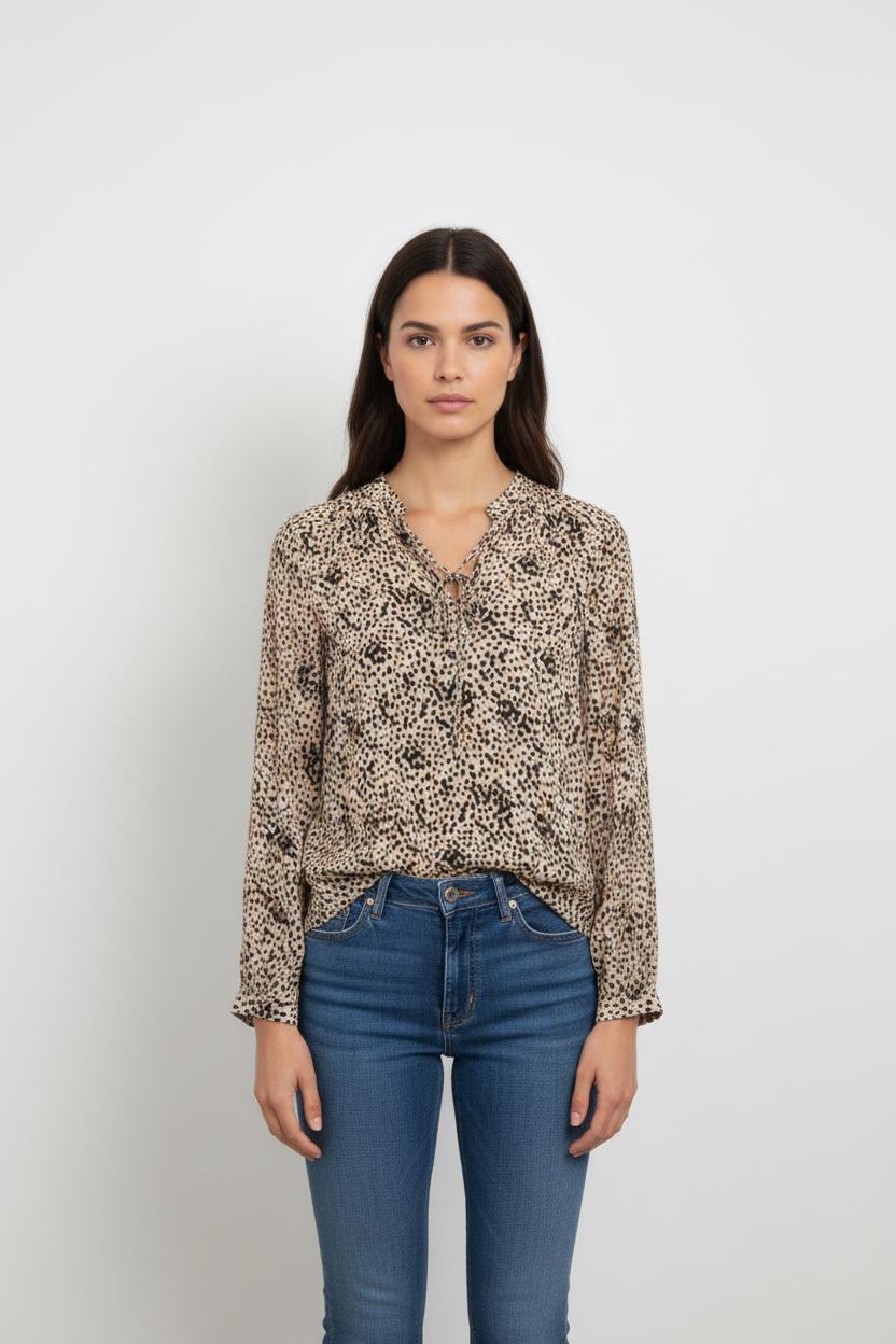 Blouse Beige et Noire - Taille M/38