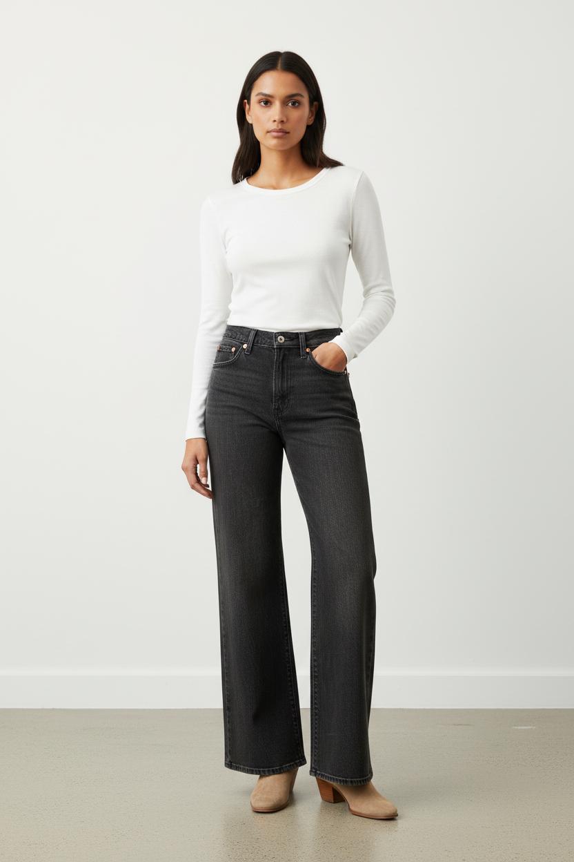 Jean Évasé Gris - Taille S/36