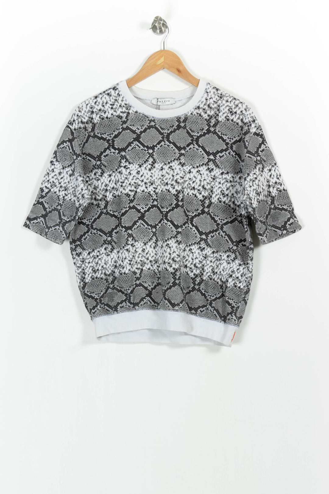 T-shirt épais gris crocodile - Taille M/38 de la marque Sandro | PLY1085 - Vendu par Paradigme - Image 2