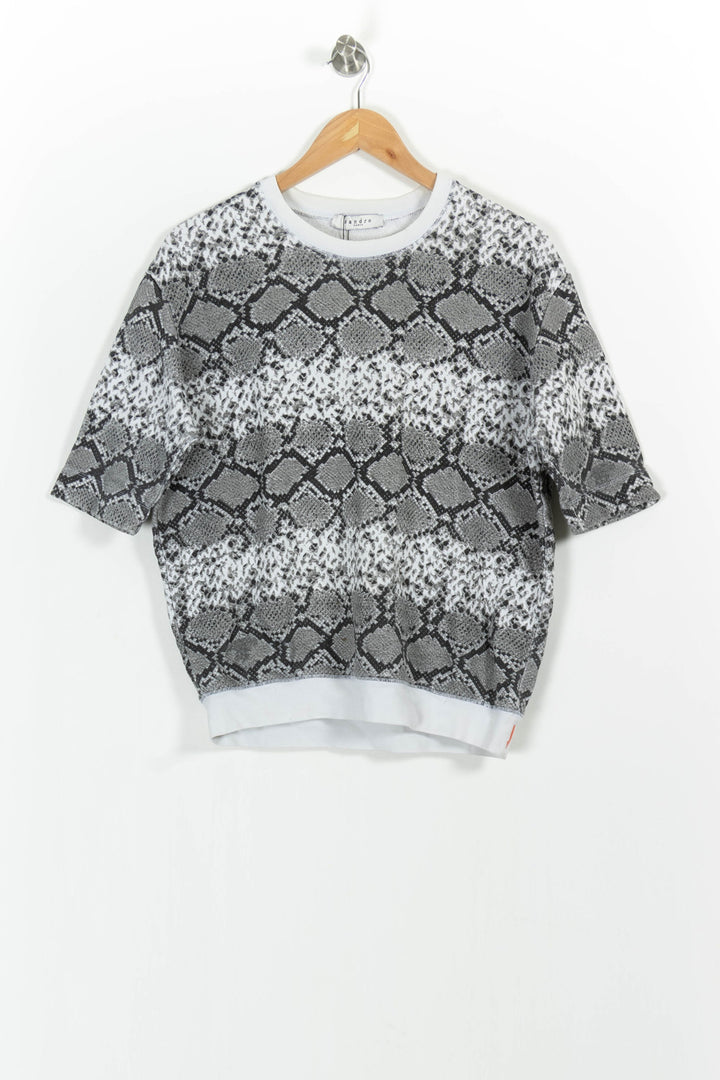 T-shirt épais gris crocodile - Taille M/38 de la marque Sandro | PLY1085 - Vendu par Paradigme - Image 2