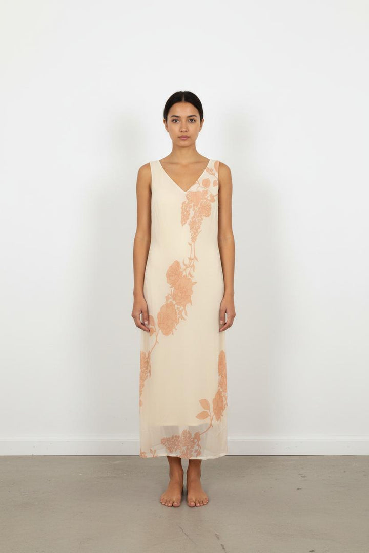 Robe Longue Blanche et Orange - Taille S/36