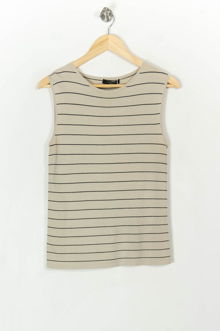 T-shirt beige rayé - Taille L/40 de la marque Weekend Max Mara | PLY1159 - Vendu par Paradigme - Image 2